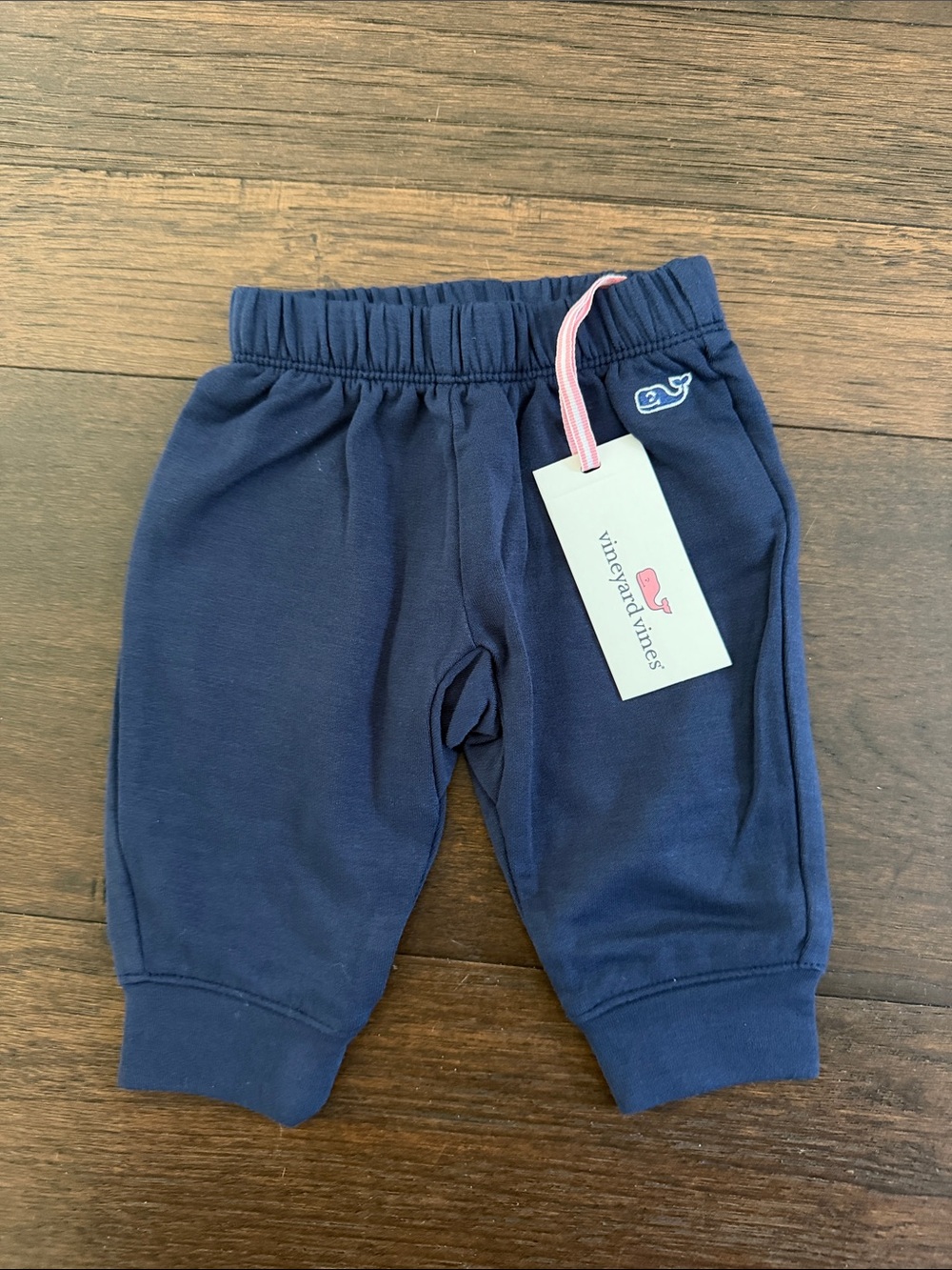 Vineyard Vines Navy Jogger Sweatpants with Pink Drawstring